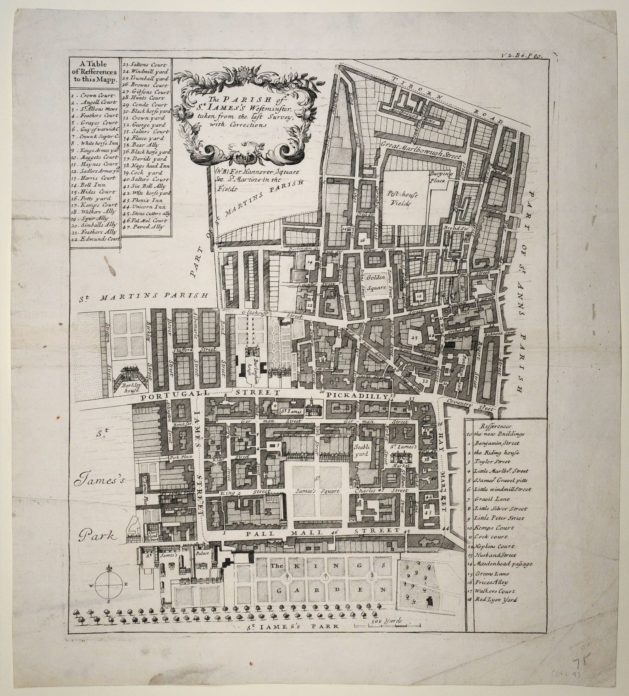 Map of the Parish of St James's. Mason's Yard marked St. Albans Mews (3)