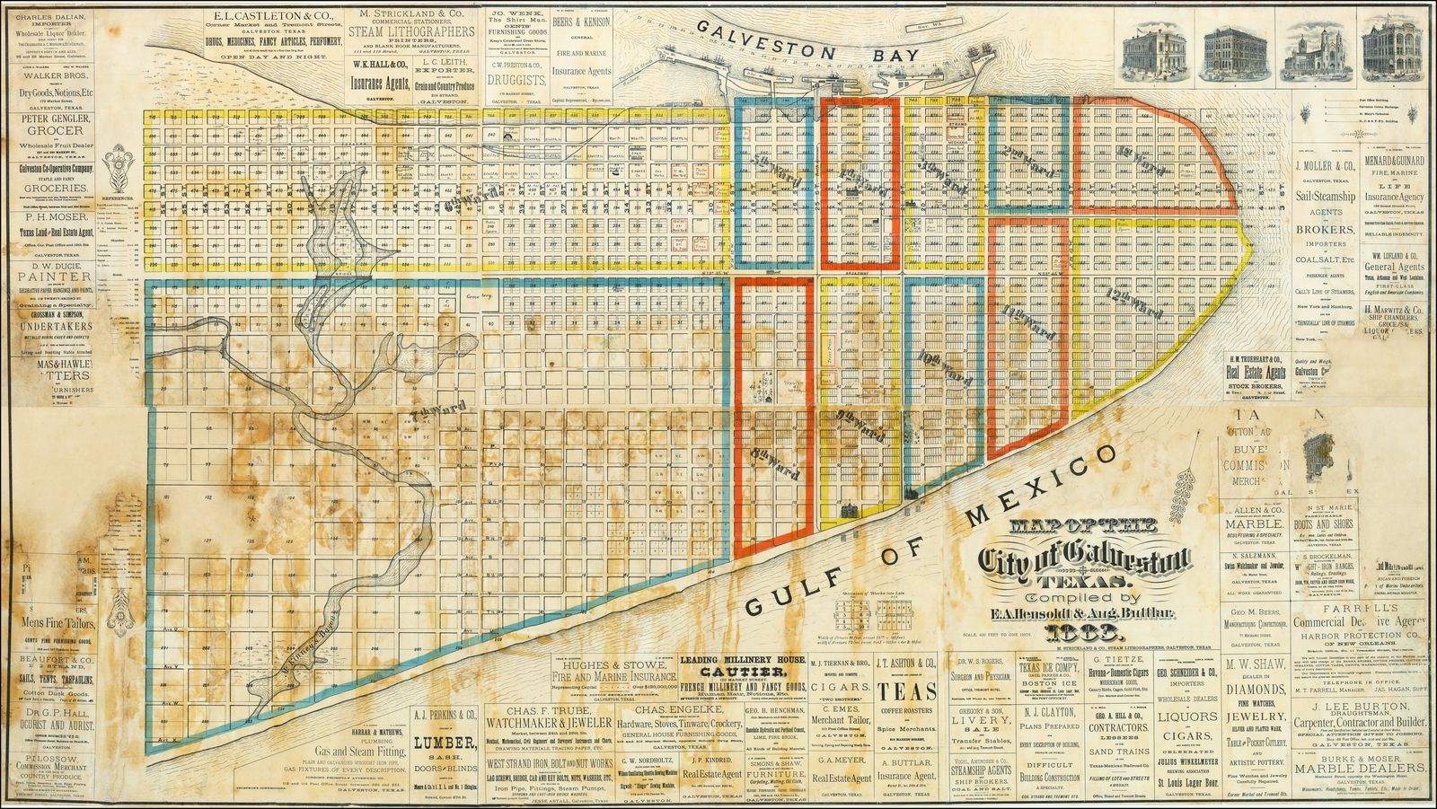 Galveston Map from 1883: Rare Maps