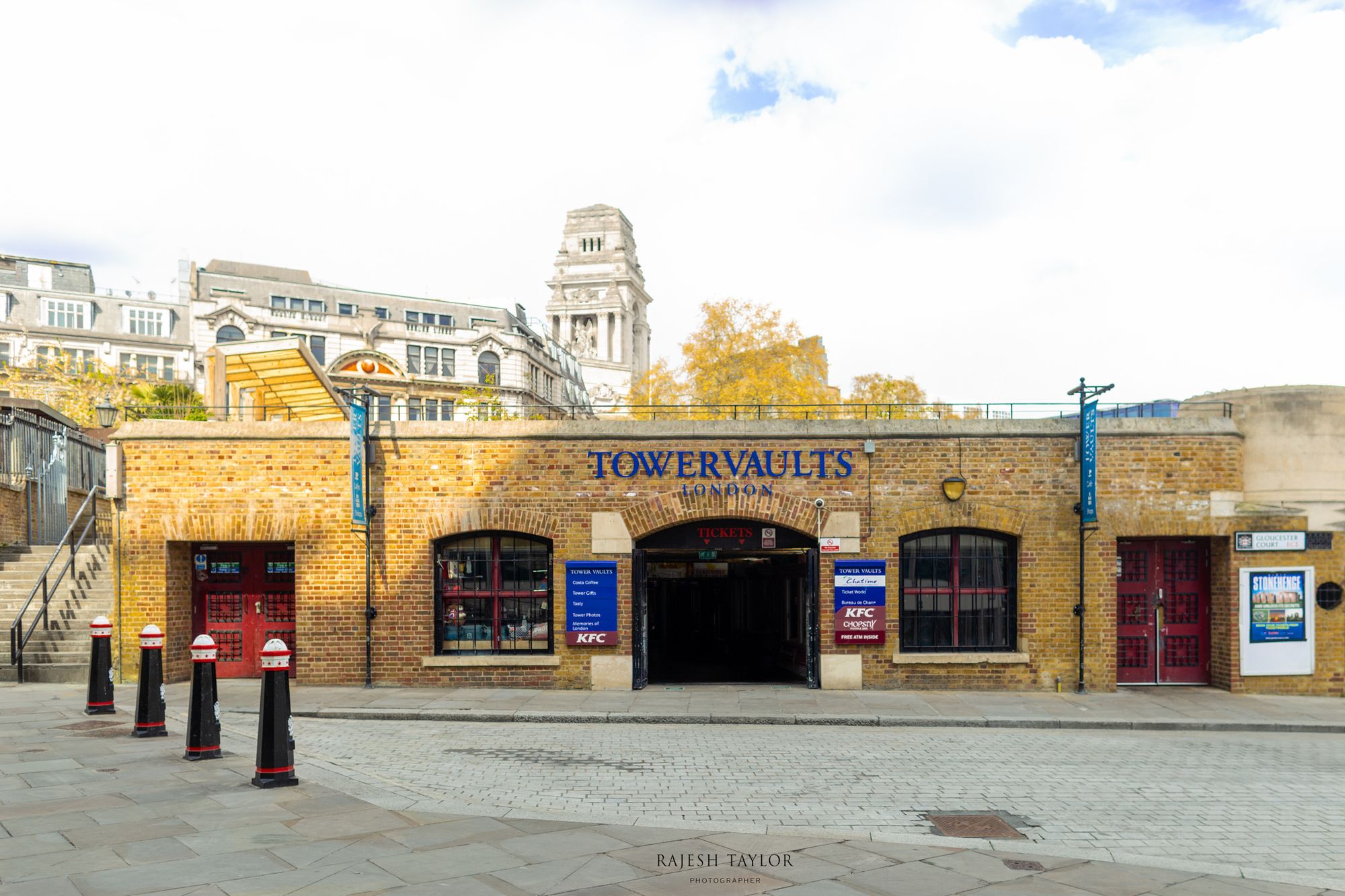 The Four Bollards of Gloucester Court ready to face shame KFC patrons leaving Tower Vaults © Rajesh Taylor