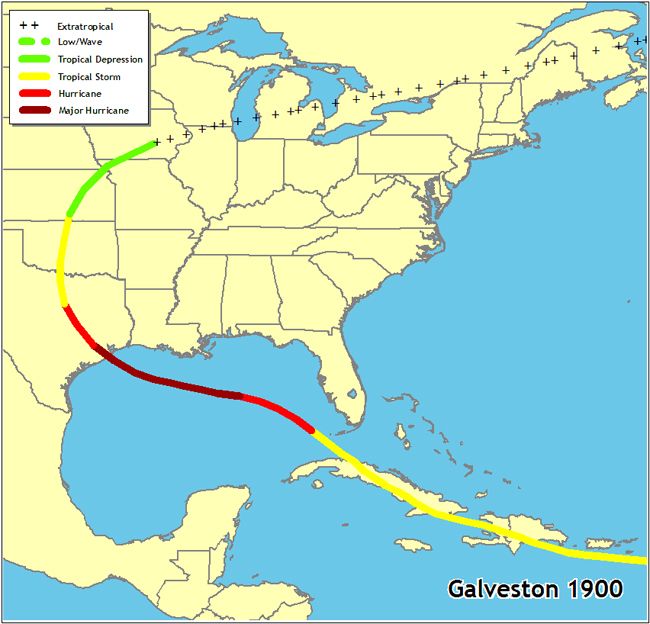 Path of Great Hurricane of 1900: National Oceanic & Atmospheric Administration (NOAA)